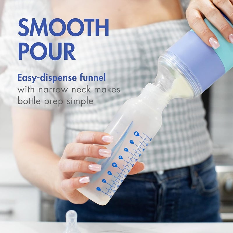 BOON موزع حليب الأطفال تريفل - حاويات حليب معزولة من الفولاذ المقاوم للصدأ بتصميم قابل للتكديس - مستلزمات تغذية زجاجات الأطفال للسفر، التخييم، 8 أونصات، أزرق - Image 5